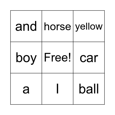 EDMARK SIGHT WORDS Bingo Card