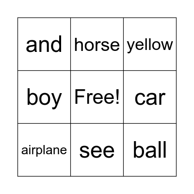 EDMARK SIGHT WORDS Bingo Card