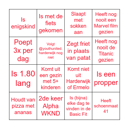 ALPHA WEEKEND BINGO Card