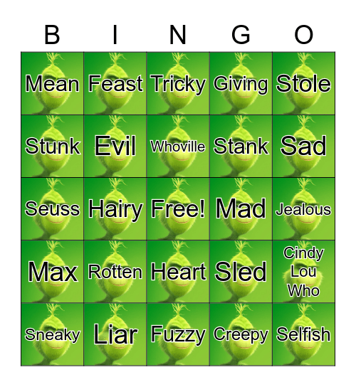 Grinchmas Bingo Card