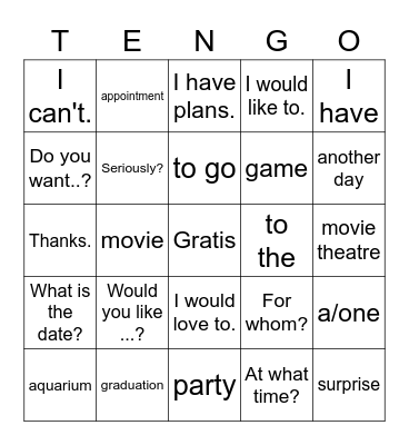 Las invitaciones Bingo Card