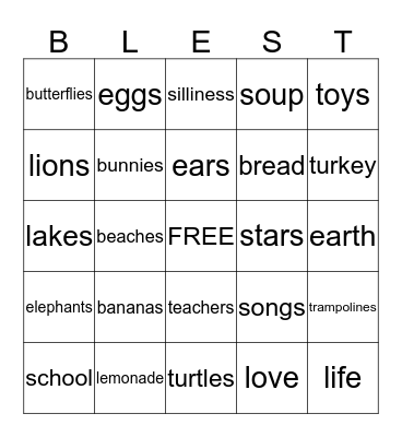 Blessing Bingo Card