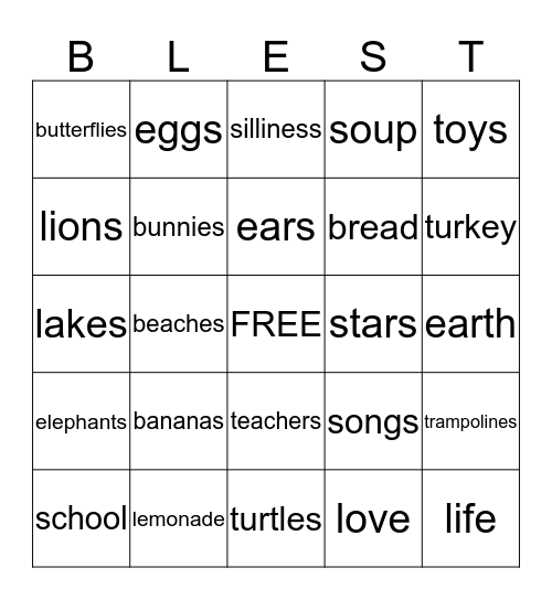 Blessing Bingo Card