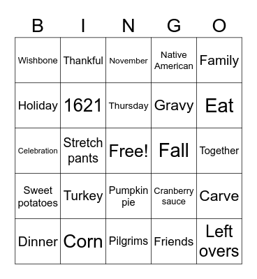 Thanksgiving Bingo Card