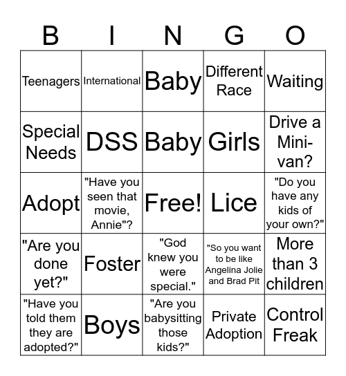 FAR BINGO Card