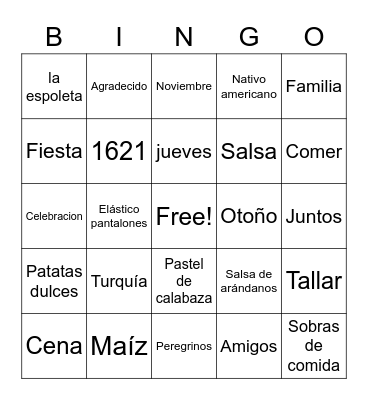 Thanksgiving Bingo Card