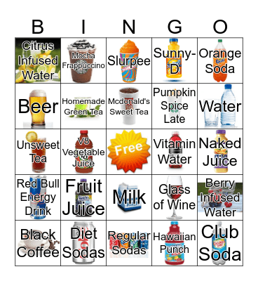 Beverage Bingo Card