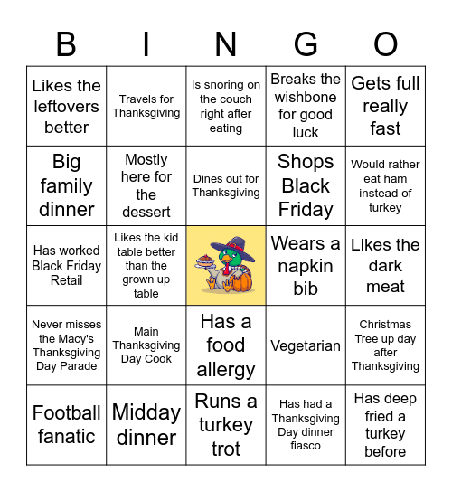 Thanksgiving Bingo Card