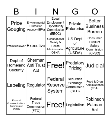 Marketing Essentials Ch 6.1 Bingo Card
