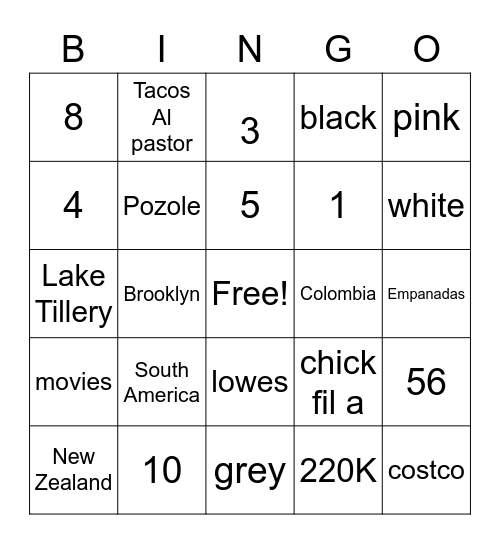 OZ BINGO Card