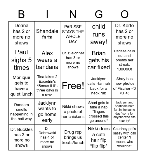 Pediatrics Bingo Card