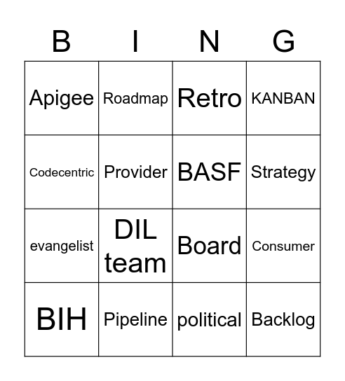 Team Bingo Card