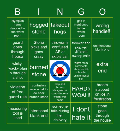 Curling Bingo Card