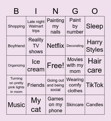 Self-Care Bingo Card