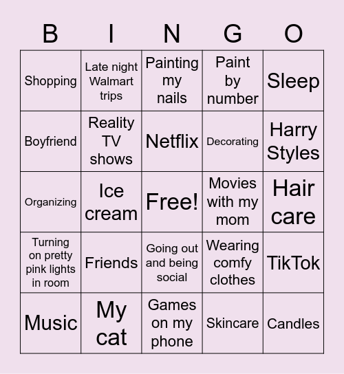 Self-Care Bingo Card