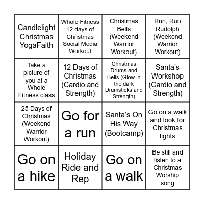 Whole Fitness Bingo Card