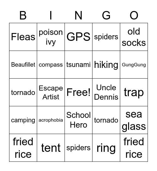 Alvin Ho Bingo Card
