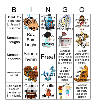 Thanksgiving Church BINGO Card