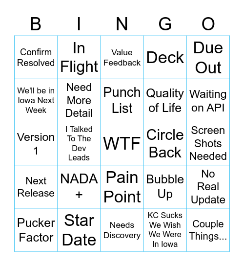 New Words We Hate Bingo Card