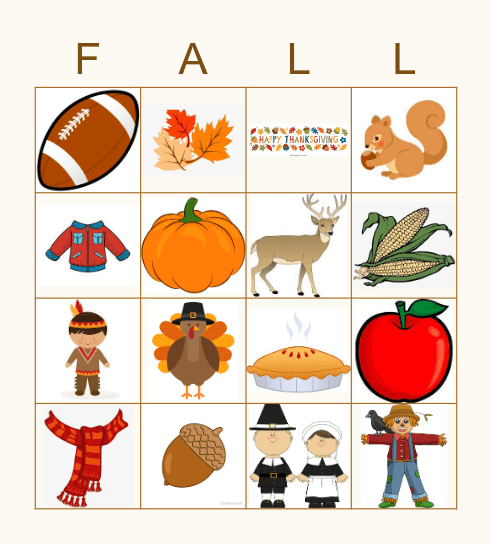 Fall Bingo Card