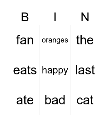 Genki English Bingo Card