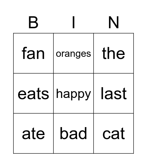 Genki English Bingo Card