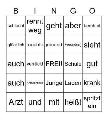 Deutsch (November) Bingo Card