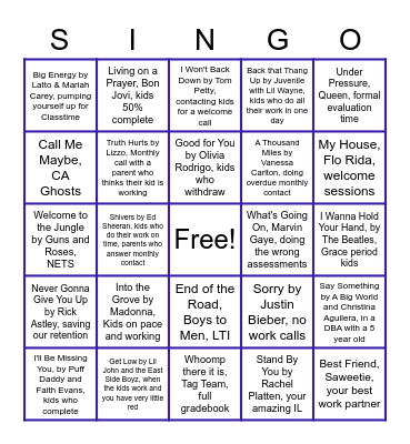 Waguespack Pod Bingo Card