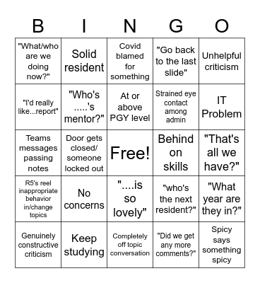 Eval Bingo Card