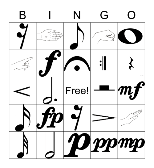 Music Symbol Bingo Card
