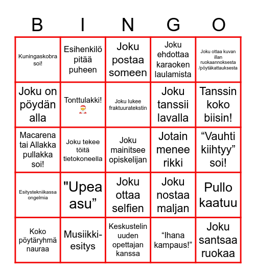 P I K K U J O U L U Bingo Card