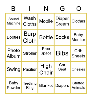 Bingo Baby! Bingo Card