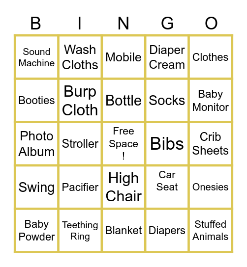 Bingo Baby! Bingo Card