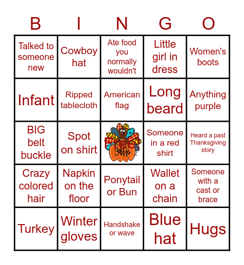 New Destiny Thanksgiving Bingo Card