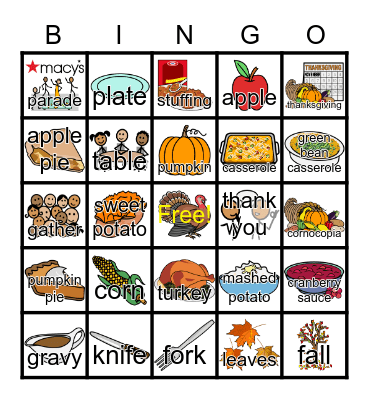 Thanksgiving Bingo Card