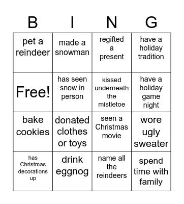 Christmas Bingo Card