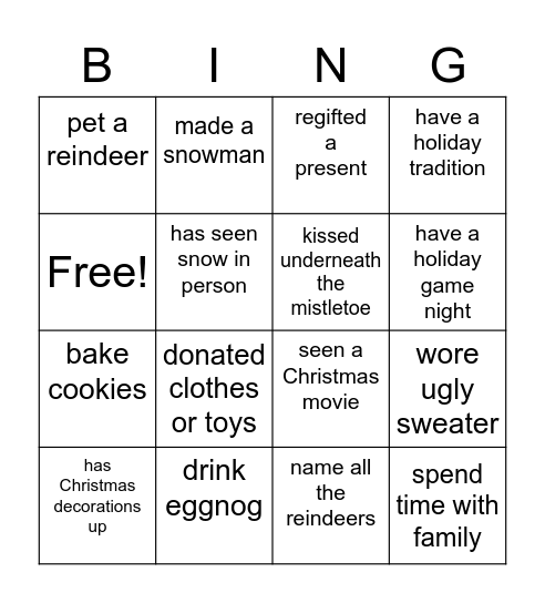 Christmas Bingo Card