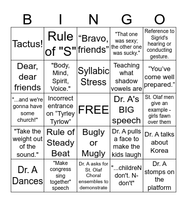 Choral Day Bingo - 2015! Bingo Card