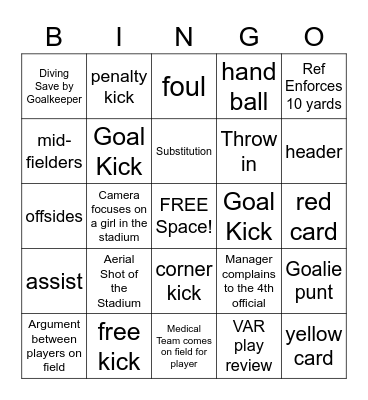 World Cup Bingo Card