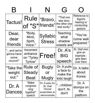 Choral Day Bingo - 2015! Bingo Card