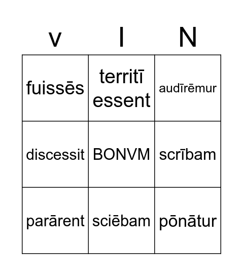 Verb forms (27) Bingo Card