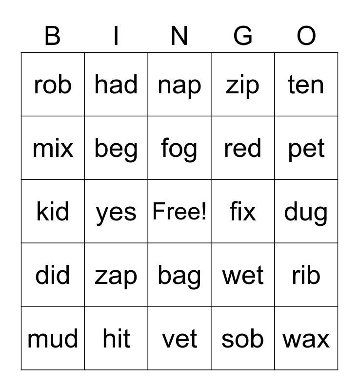 Level 1 Unit 2 Bingo Card