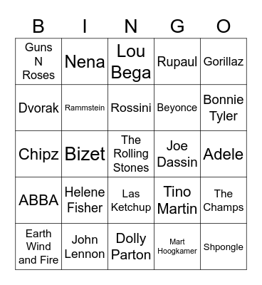 Martijn's Music Bingo Card