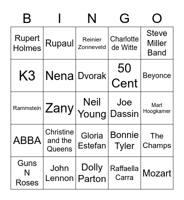 Music Bingo Card