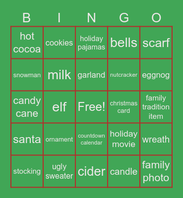 Virtual Christmas Bingo Card