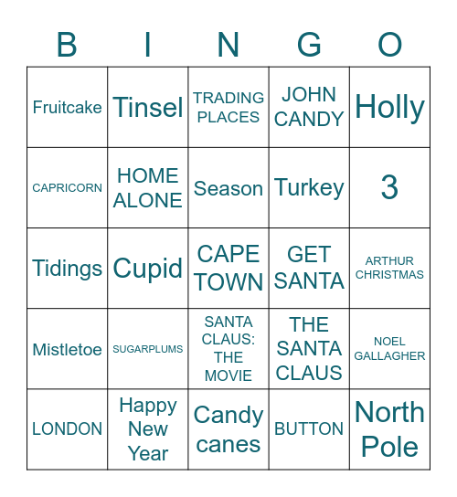 Beyond Holiday Bingo Card