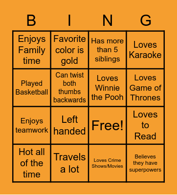 Getting to Know Eagle Bingo Card
