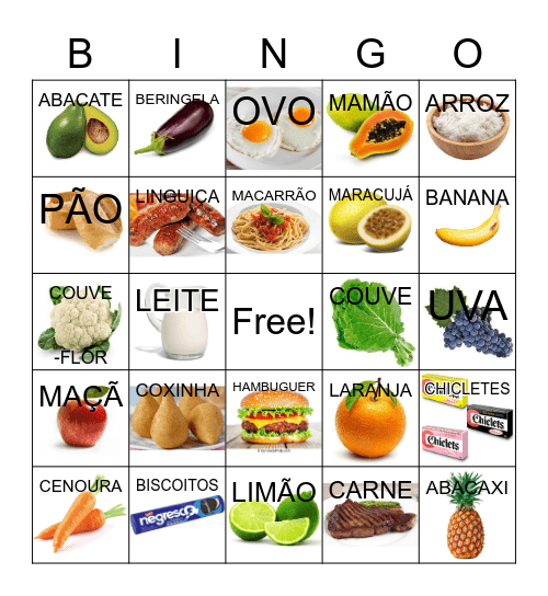 BINGO DOS ALIMENTOS Bingo Card