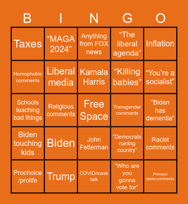 Thanksgiving 2022 Bingo Card