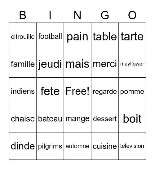 Merci Bingo Card
